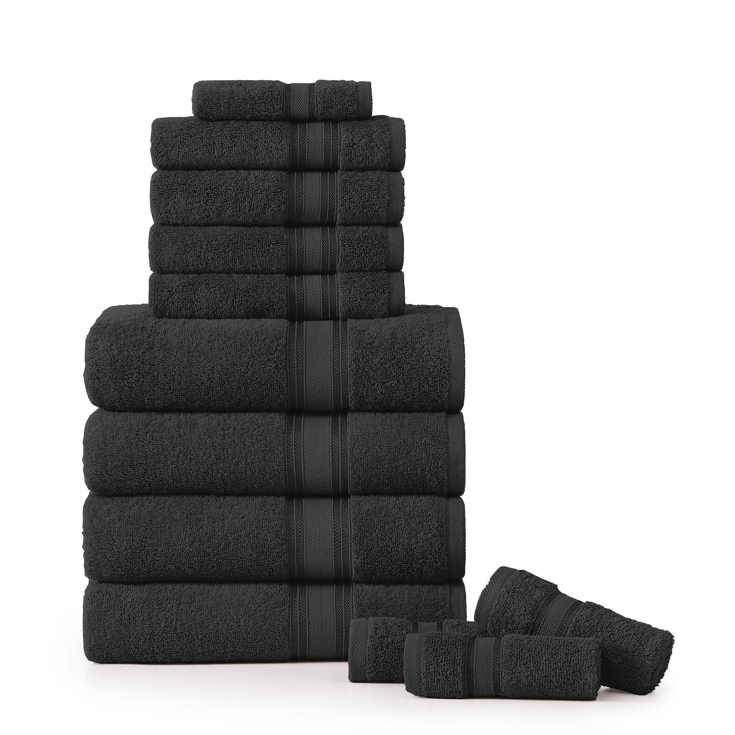 12 Piece 100% Cotton Towel Set 550GSM - Black